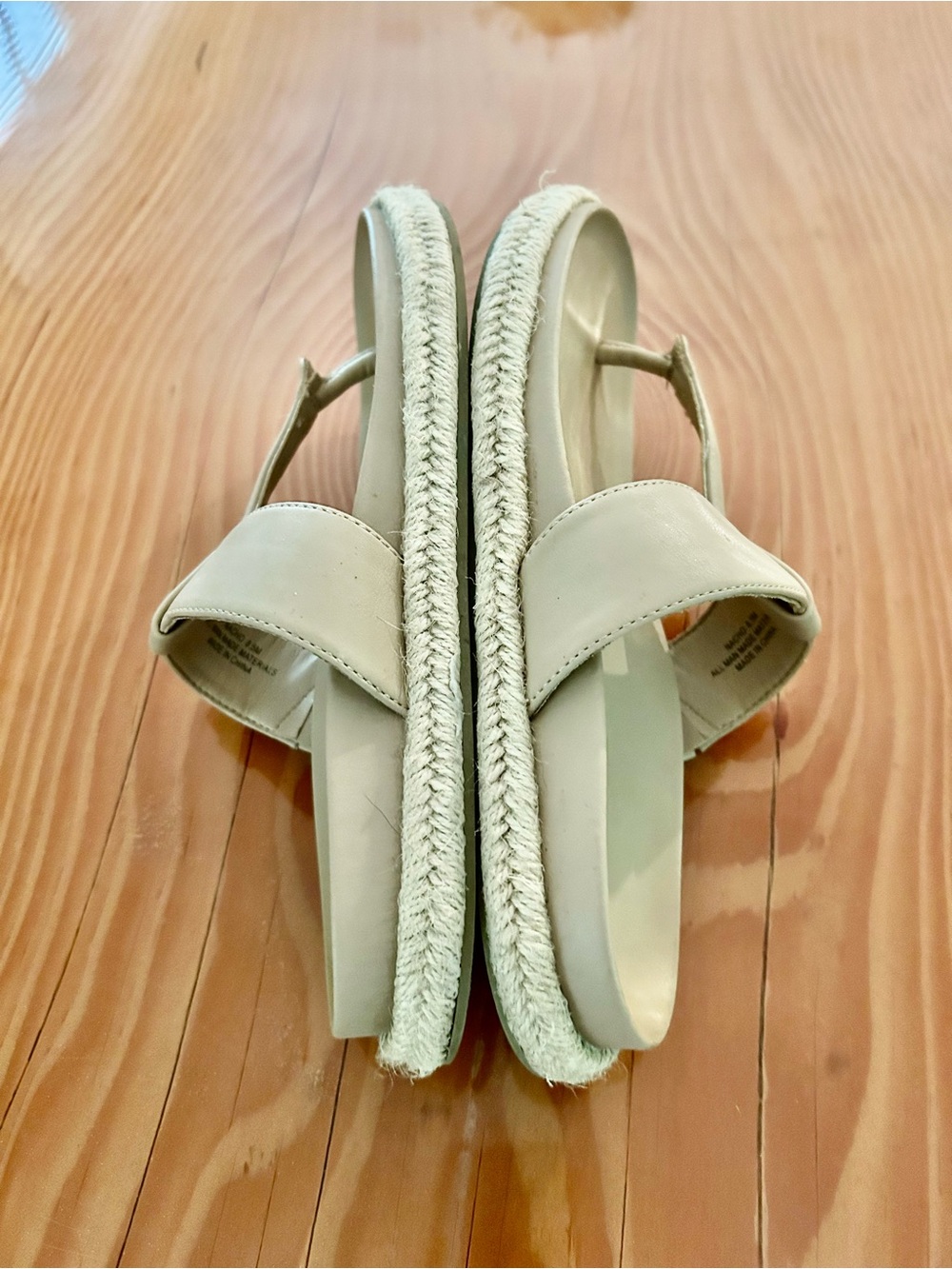 Joie Cream Leather Toe-Post Espadrille Sandals - Picture 5 of 7